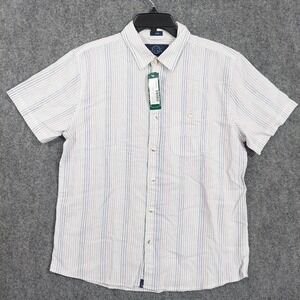 Even Tide Shirt Mens M Light Purple Striped Linen Short Sleeve Kai Stitch Fix